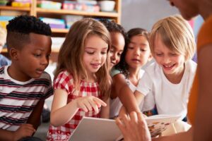 Group of Elementary Students Reading