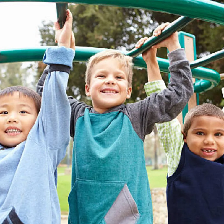 students playing on a jungle gym