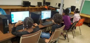 Students working in a computer lab